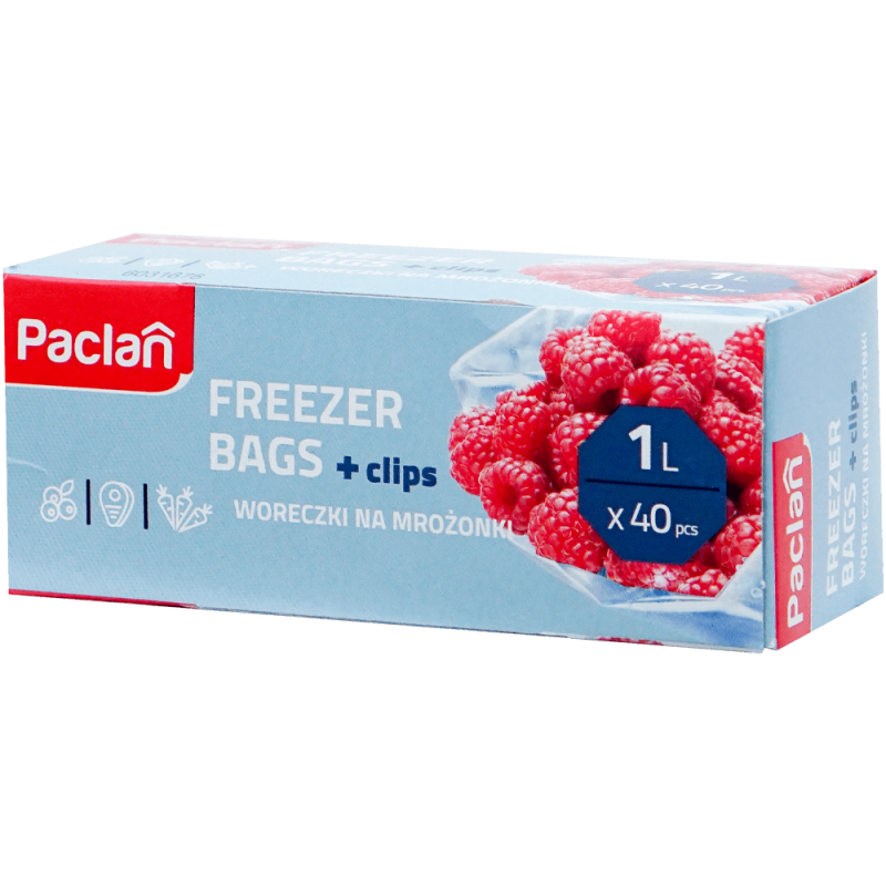 Pungi congelator cu clips 1 litru 18x28 cm 40 buc Paclan